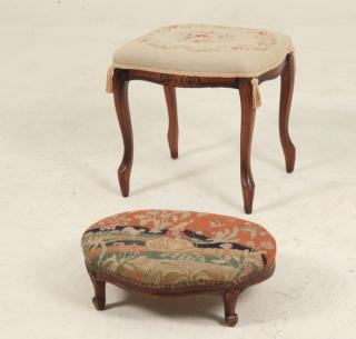 Appraisal: GROUP OF LOUIS XV STYLE PROVINCIAL NEEDLEPOINT TABOURETS GROUP OF