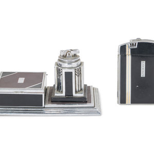 Appraisal: An Art Deco Aluminum Smoking Set Circa s Height inches