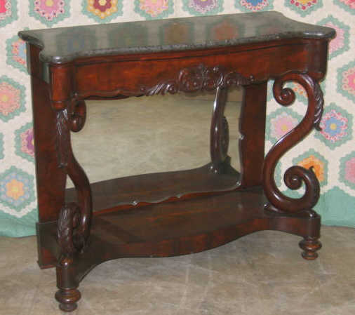 Appraisal: CONTINENTAL TH CENTURY MAHOGANY CONSOLE TABLE Or petticoat table Having