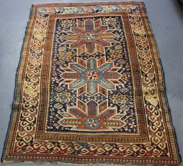 Appraisal: Antique Handmade Kazak Scatter Carpet From a Manhattan estate Dimensions