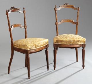 Appraisal: Pair of French Louis XVI Style Carved Walnut Boudo Pair