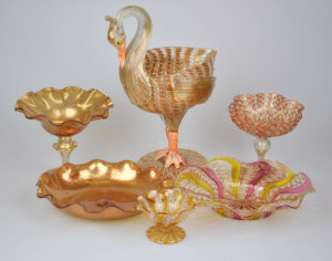 Appraisal: A small collection of gold and bronze lustre Venetian glassware