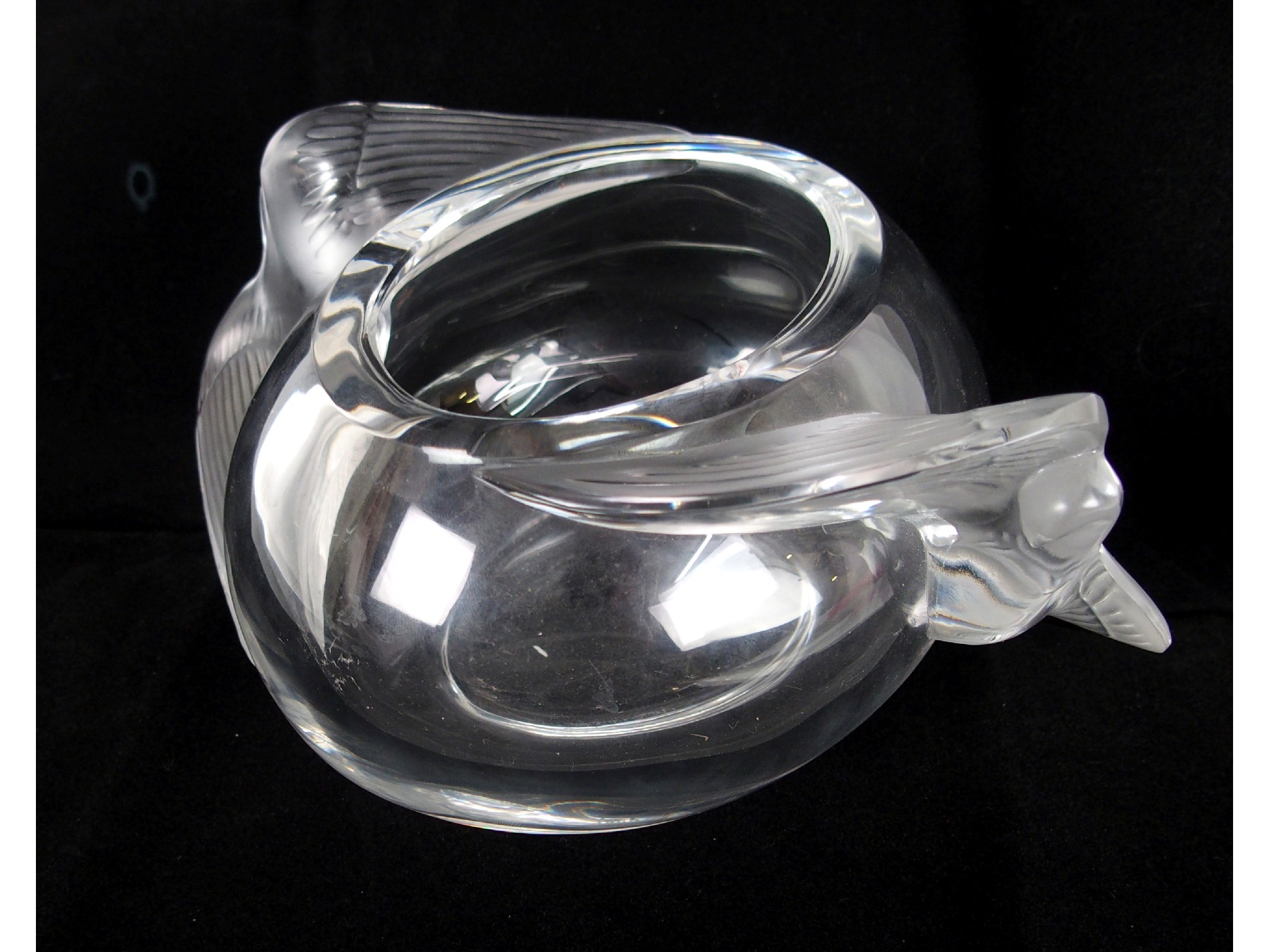 Appraisal: A Lalique frosted and moulded glass coupepost bulbous-form clear glass