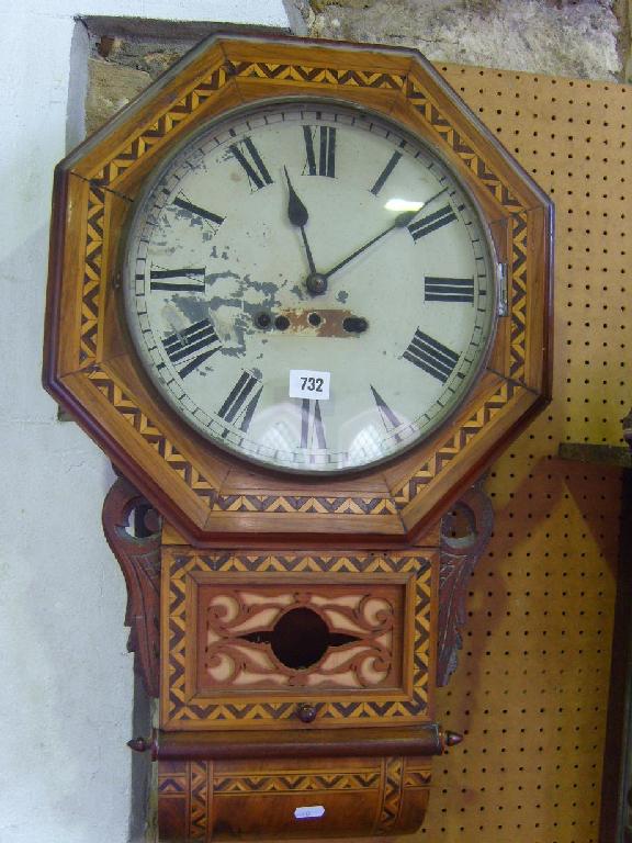 Appraisal: A late th century American drop dial wall clock in