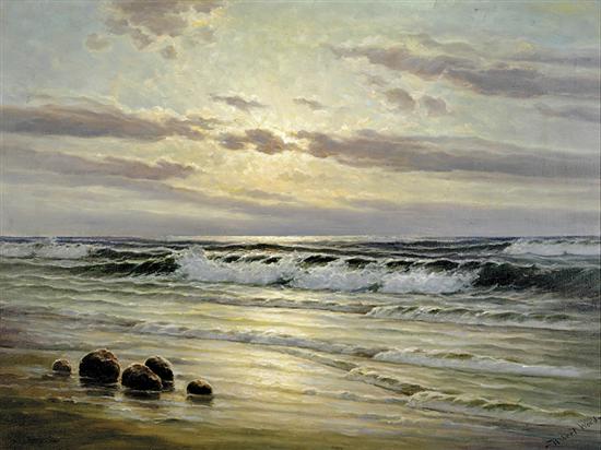 Appraisal: Robert William Wood California Texas - CALIFORNIA COASTLINE AT SUNSET