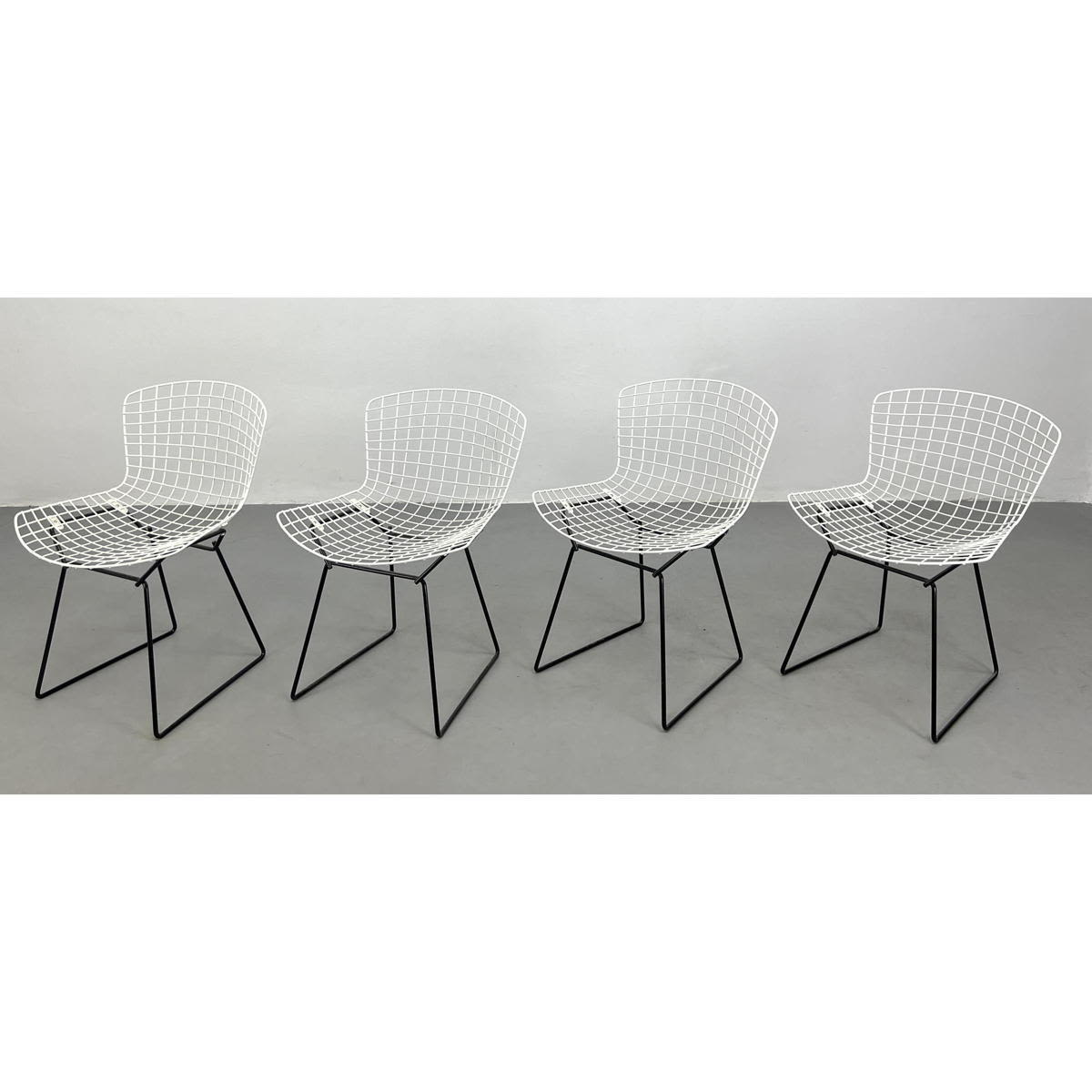 Appraisal: vintage KNOLL Bertoia White and black wire chairs Unsigned Dimensions