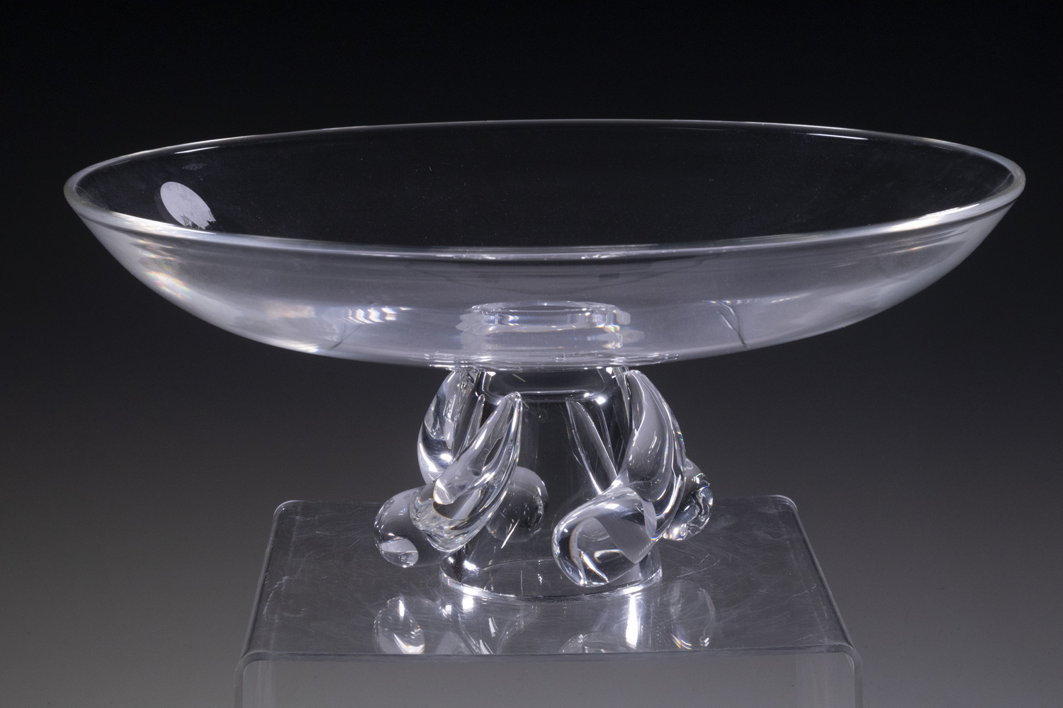 Appraisal: STEUBEN GLASS COMPOTE American Clear Art Glass Footed Centerpiece Bowl