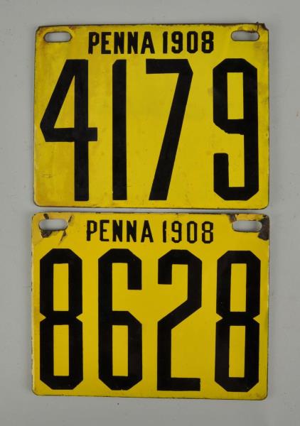 Appraisal: Set Of Pennsylvania Porcelain License Plates Mild wear to plates