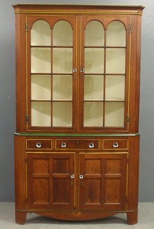 Appraisal: - Pennsylvania cherry two-piece corner cupboard c Montgomery County with