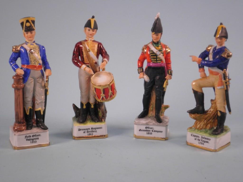 Appraisal: A set of four Continental porcelain figures of army officers