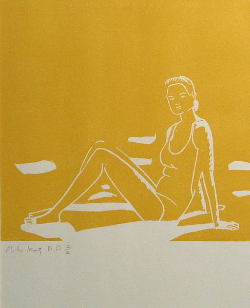 Appraisal: Alex Katz British Ursula Color woodcut printed on laid Japanese