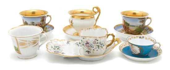 Appraisal: Collection of Five Continental Cup and Saucer Sets comprising a