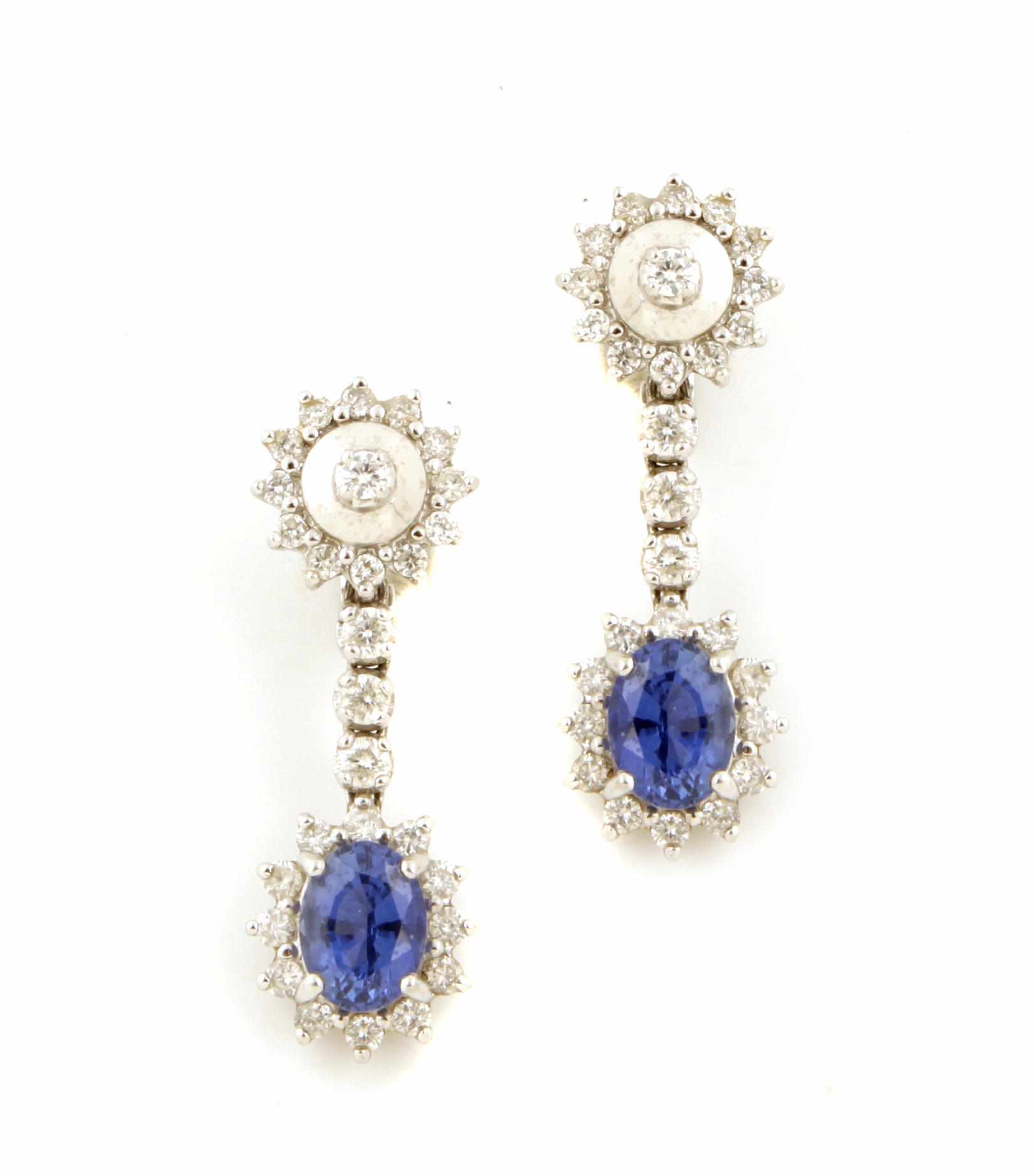 Appraisal: A pair of sapphire diamond and k bicolor gold earrings