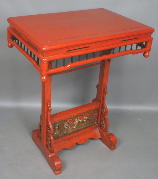 Appraisal: Early th Century Chinese red lacquered coffer h x w