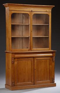 Appraisal: English Golden Oak Bookcase Cupboard late th c English Golden