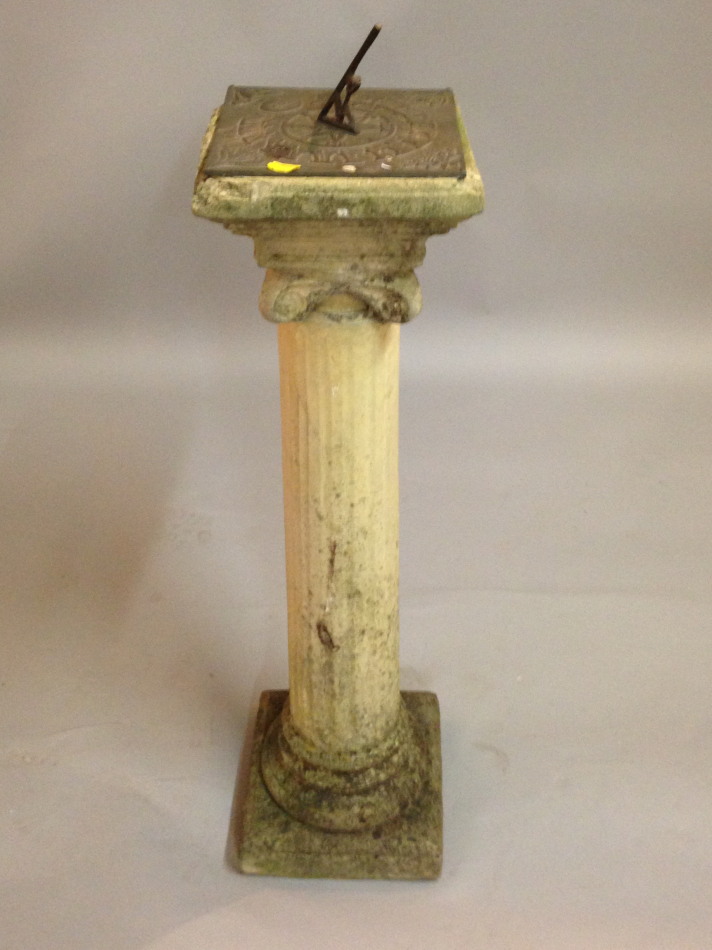 Appraisal: A Sandford stone composition sundial on a reeded column cm