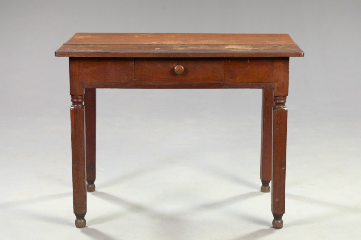 Appraisal: Early Victorian Walnut Work Table mid- th century the plank