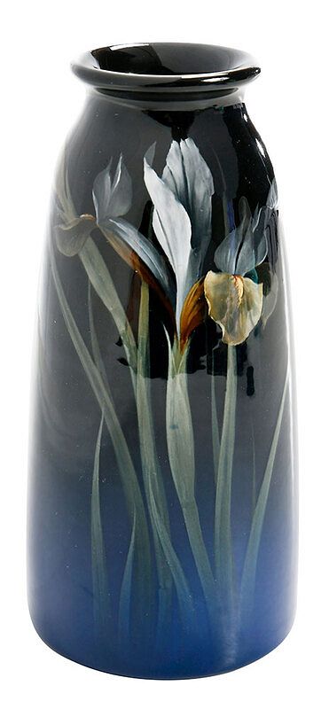 Appraisal: Carl Schmidt Rookwood Blue Vase With Irises American circa iris