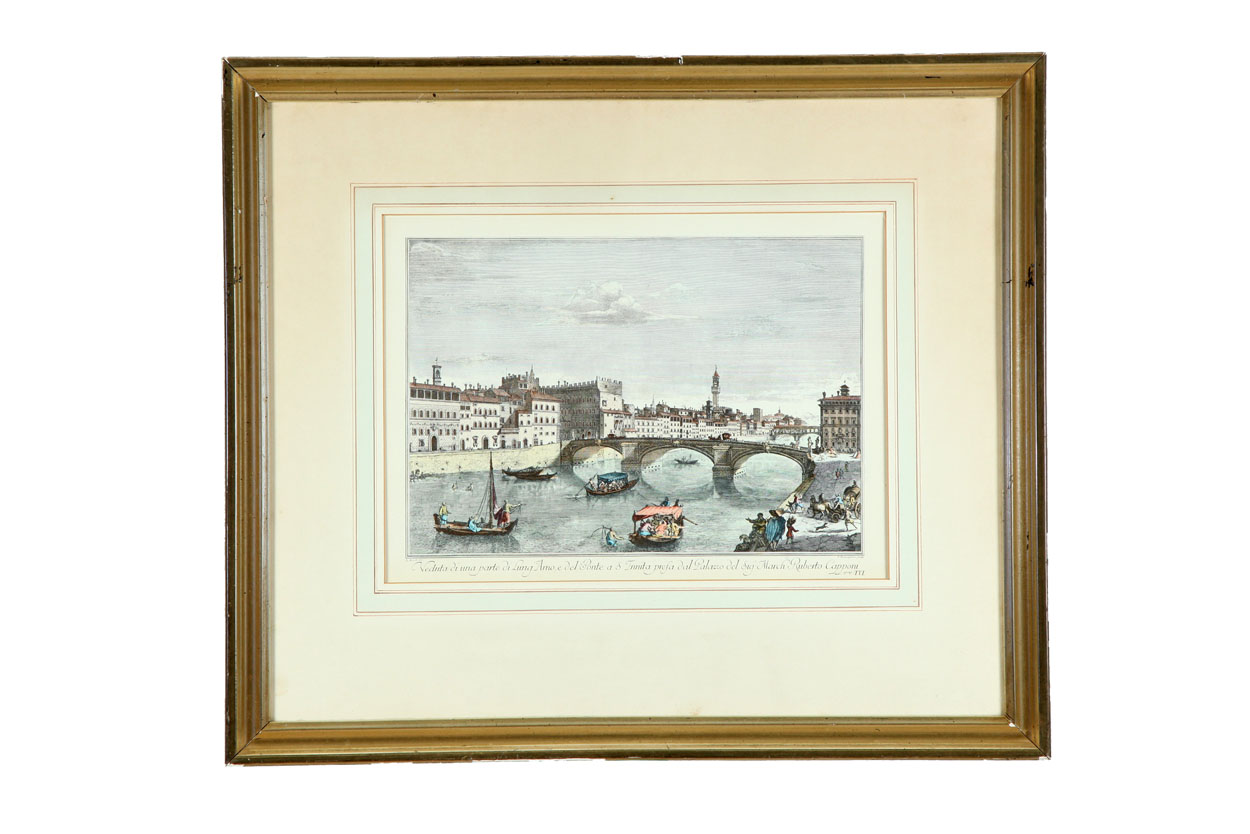 Appraisal: ENGRAVING OF THE ARNO RIVER AND SANTA TRINITA BRIDGE FLORENCE