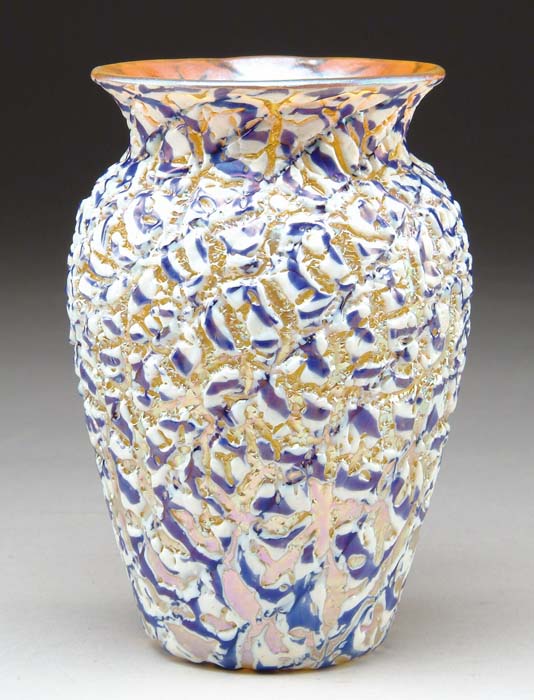 Appraisal: DURAND CRACKLE VASE Wonderful Durand vase has crackle pattern in