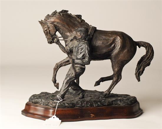 Appraisal: E Mac D Bronze of Horse Trainer and Horse signed