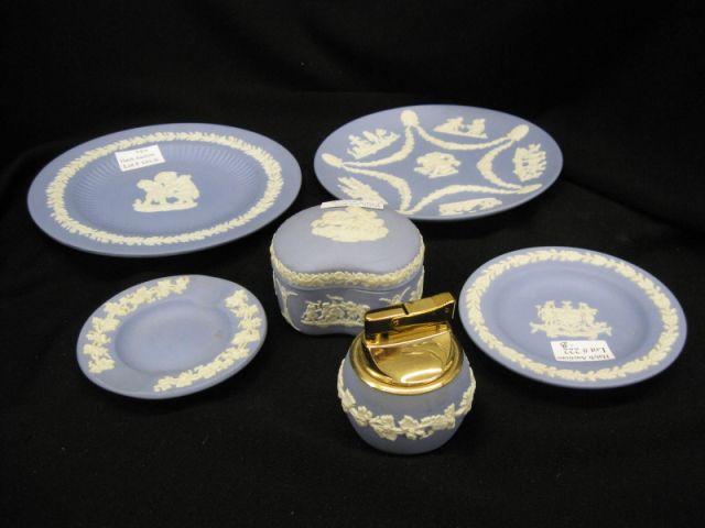 Appraisal: pcs Wedgwood Blue Jasperware dishes box lighter ashtray