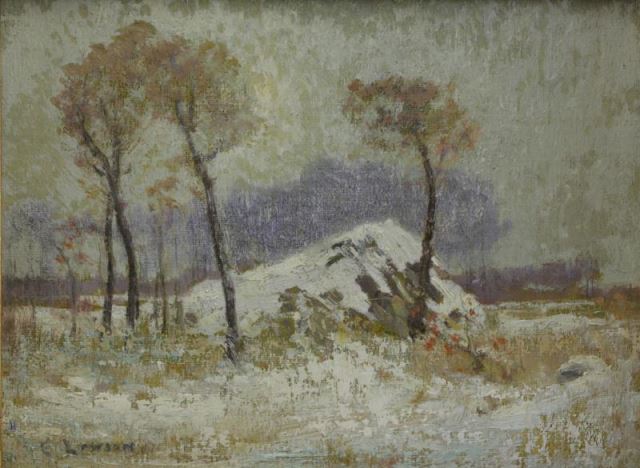 Appraisal: LAWSON Ernest Oil on Board Winter Landscape Signed lower left