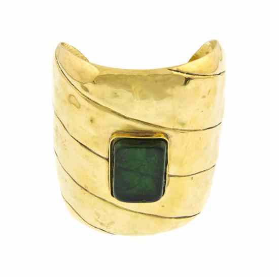 Appraisal: A Francis Patiky Stein Emerald Gripoix Cuff s Stamped FPS