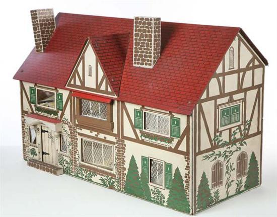 Appraisal: DOLL HOUSE WITH FURNITURE Cardboard and paper dollhouse with numerous