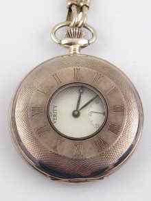 Appraisal: A continental silver half hunter pocket watch by Verity with