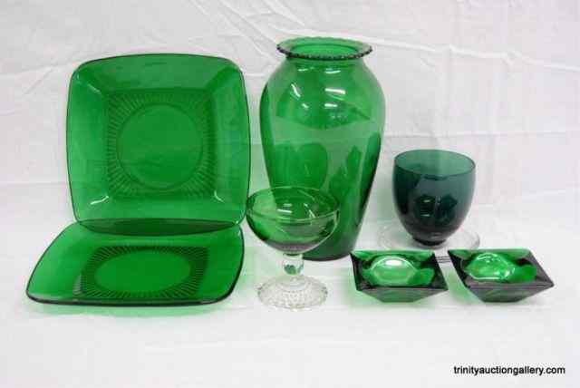 Appraisal: Vintage Forest Green Collectible ItemsProduced by Anchor Hocking Glass Company