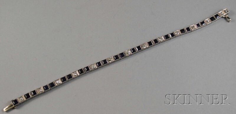 Appraisal: kt White Gold Sapphire and Diamond Line Bracelet total dwt