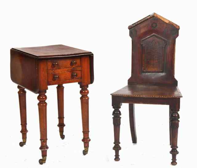 Appraisal: A VICTORIAN MAHOGANY WORK TABLE with drop leaves to either