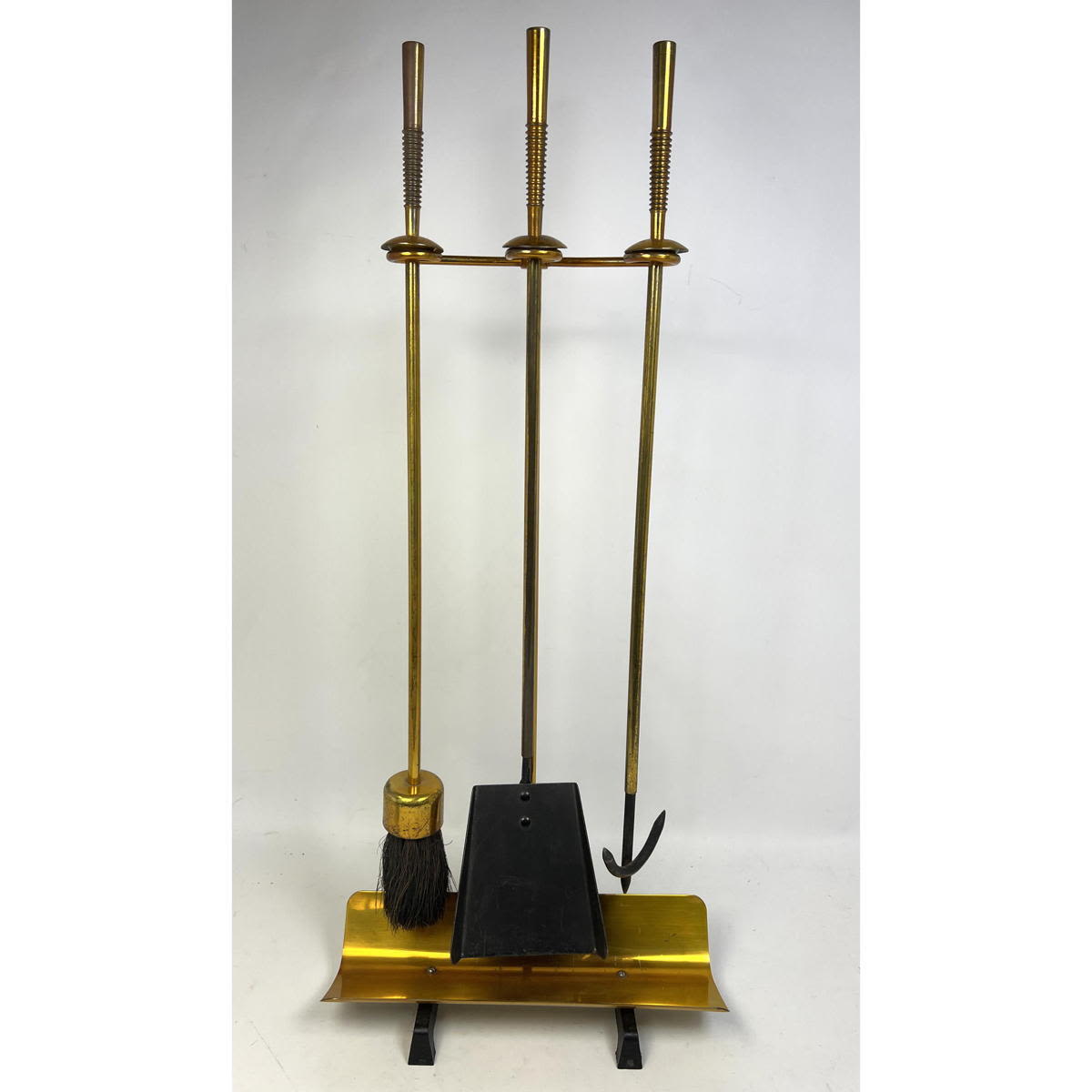 Appraisal: Italian Modern Brass Fireplace Tools Gio Ponti style Dimensions H