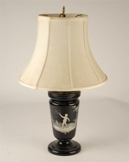 Appraisal: A Mary Gregory Glass Lamp having a white enameled design