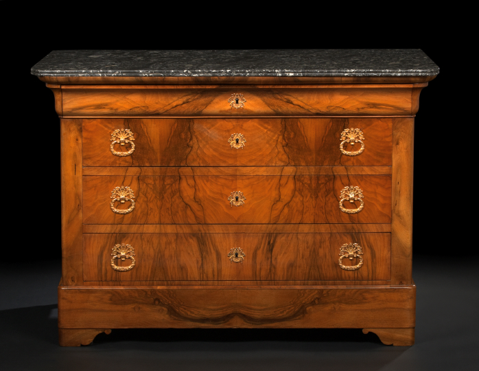 Appraisal: Charles X Walnut and Marble-Top Commode second quarter th century