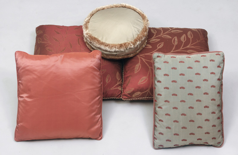 Appraisal: Pair of Silk Pillows Together with three other decorative pillows