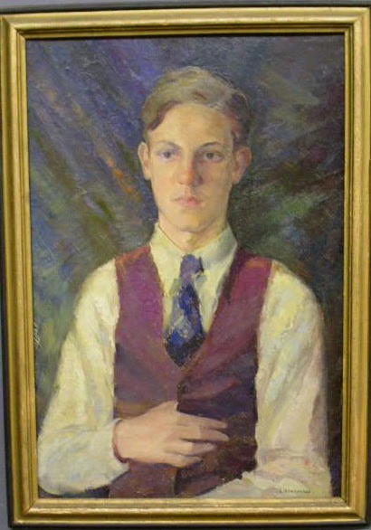 Appraisal: Oil on board painting of a young man by L