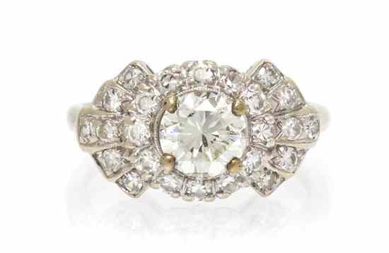 Appraisal: A Karat White Gold and Diamond Ring containing one round