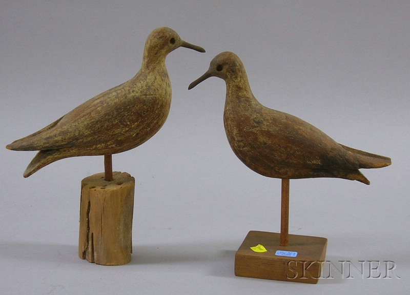 Appraisal: Two Carved and Painted Wooden Yellowlegs Shorebird Decoys