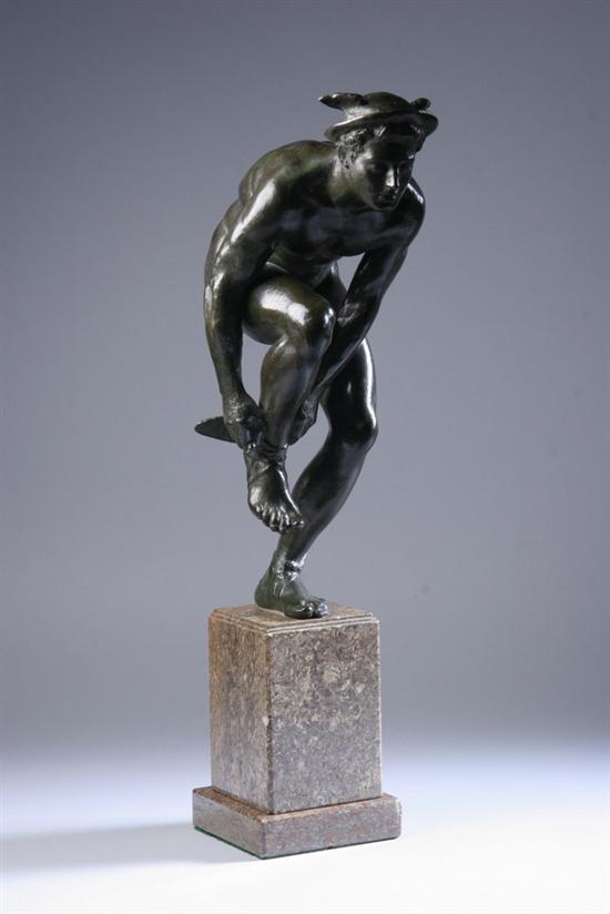 Appraisal: LUDWIG CAUER German b MERCURY TYING HIS SANDAL signed Bronze