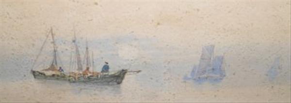 Appraisal: English school Early th century Becalmed fishing boats Watercolour cm