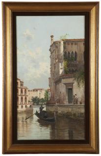 Appraisal: Antonietta Brandeis Italian canal scene with gondola and figures signed