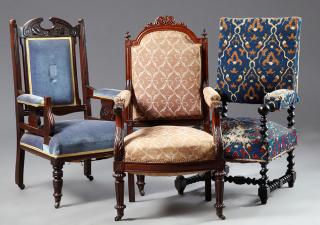 Appraisal: Three French Fauteuils late th c consisting o Three French