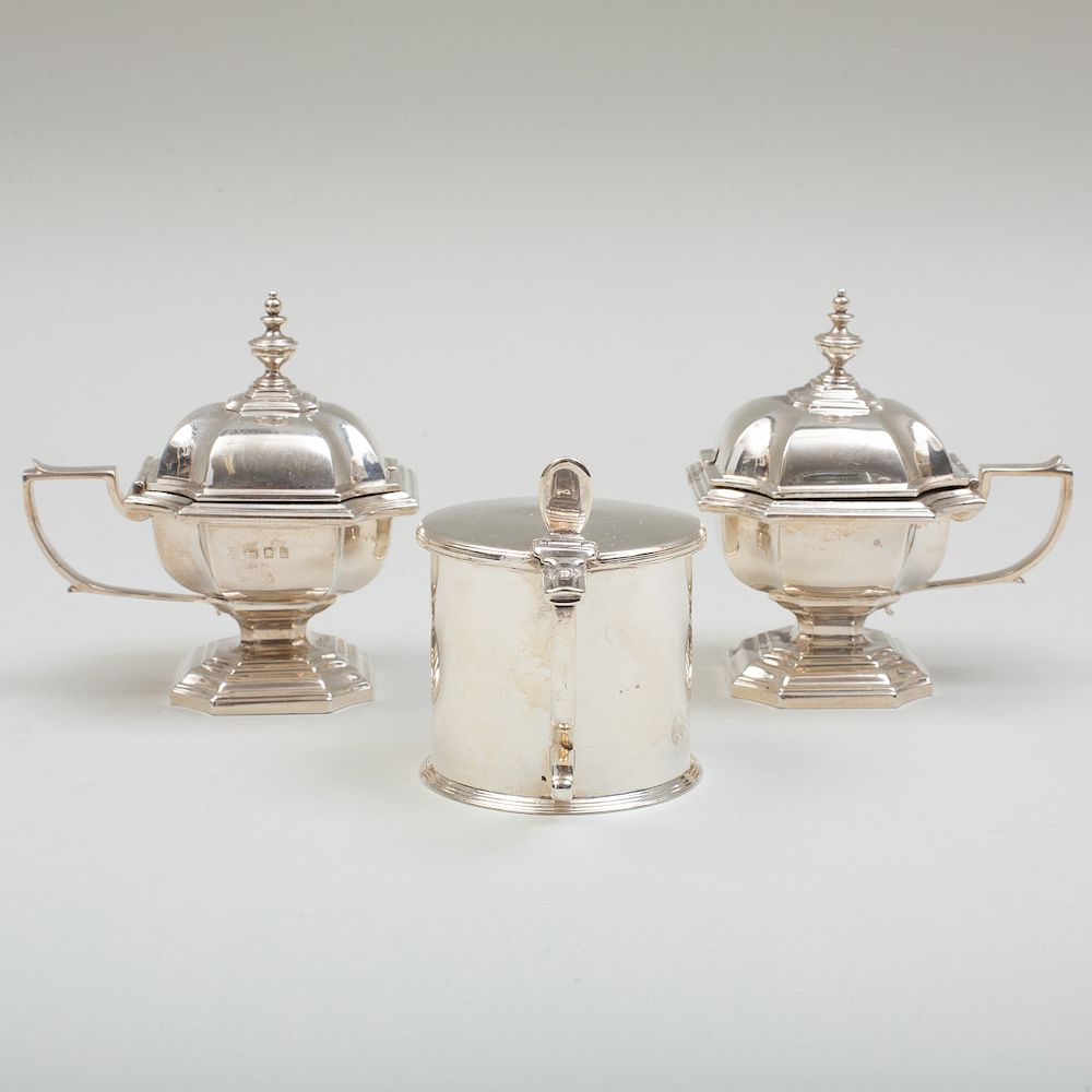 Appraisal: George III Silver Mustard Pot and a Pair of George