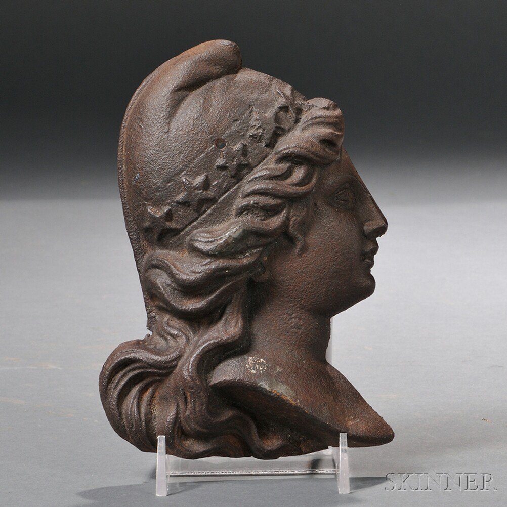 Appraisal: Small Cast Iron Plaque of Lady Liberty's Head America late