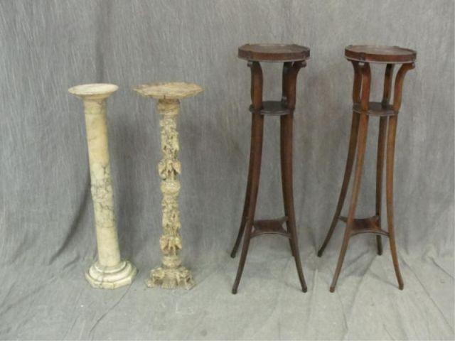 Appraisal: Pedestals A pair of mahogany pedestals one marble and one