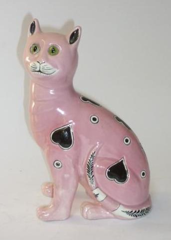 Appraisal: A GALLE STYLE EARTHENWARE CAT early th century the seated