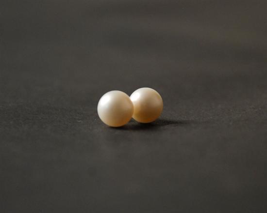 Appraisal: A Pair of Pearl Stud Earrings mm single pearls with