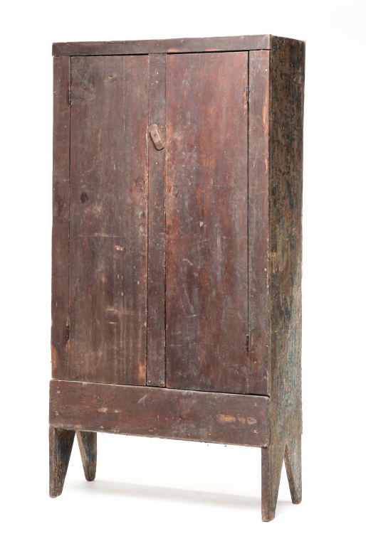 Appraisal: AMERICAN COUNTRY PAINTED CUPBOARD Second half th century poplar One-board